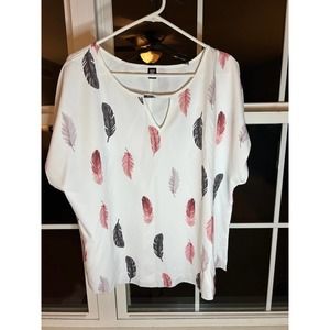 White feather dressy top plus size